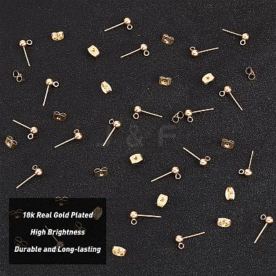 50Pcs Brass Stud Earring Findings KK-CN0001-44-1