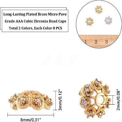 Long-Lasting Plated Brass Micro Pave Grade AAA Cubic Zirconia Bead Caps ZIRC-NB0001-25-NR-1