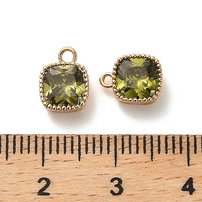 Brass Micro Pave Clear Cubic Zirconia Charms KK-B110-01G-02-1