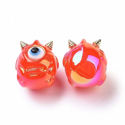 UV Plating Rainbow Iridescent Acrylic Beads OACR-A018-03D-1