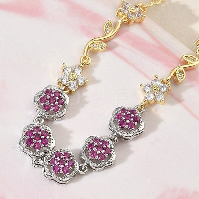 Brass Micro Pave Cubic Zirconia Link Chain Bracelets for Women BJEW-C156-04C-01GP-1