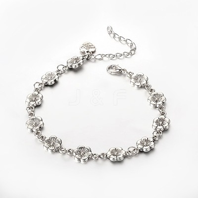 Trendy Tibetan Style Flower Anklets AJEW-AN00083-1