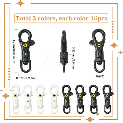 32Pcs 2 Colors POM Plastic Swivel Clasps FIND-SC0017-04-1