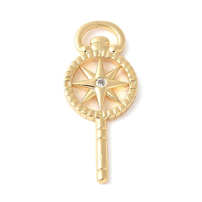 Brass Pave Clear Cubic Zirconia Pendants KK-U064-12G-1