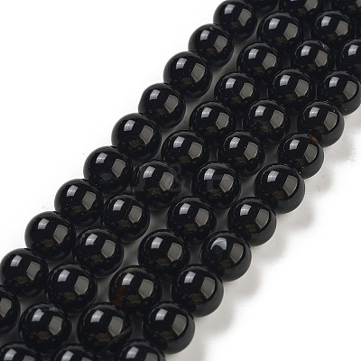 Natural Black Onyx Round Bead Strands X-G-R198-10mm-1