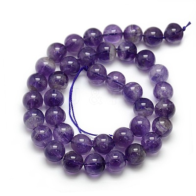 Natural Amethyst Round Bead Strands X-G-L170-10mm-01-1