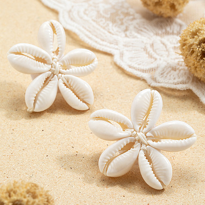 Flower Natural Shell Stud Earrings FS-WGD51F7-01-1