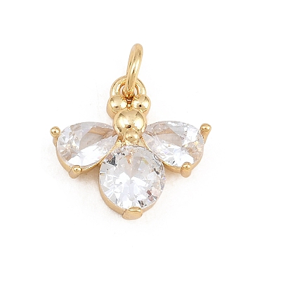 Brass Micro Pave Clear Cubic Zirconia Charms LS-KK-E798-08A-G-1