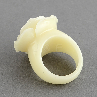 Rose Flower Synthetic Coral Rings RJEW-S019-M-1
