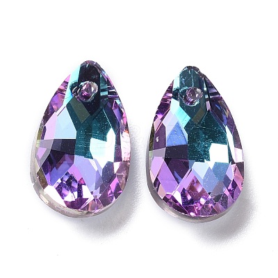 Faceted Teardrop Glass Pendants GLAA-O008-A22-1