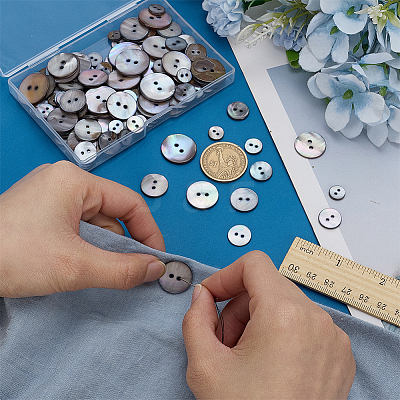 120Pcs 6 Styles 2-Hole Natural Shell Buttons BUTT-FG0001-47-1