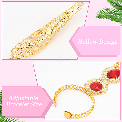4pcs 2 Colors Acrylic Oval Full Hand Ring Bracelet BJEW-AN0001-23-1