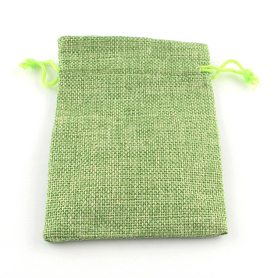 Polyester Imitation Burlap Packing Pouches Drawstring Bags X-ABAG-R005-9x7-02-1
