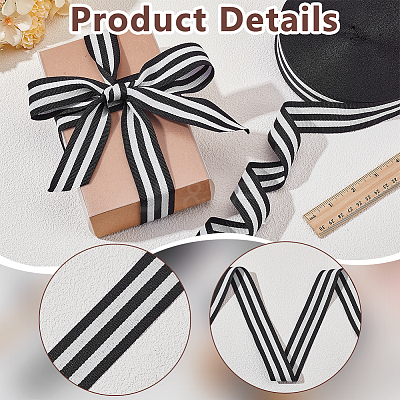 Polyester Stripe Ribbons SRIB-WH0011-326E-1