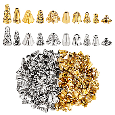 200Pcs 20 Styles Tibetan Style Bead Caps TIBE-PH0002-25-1
