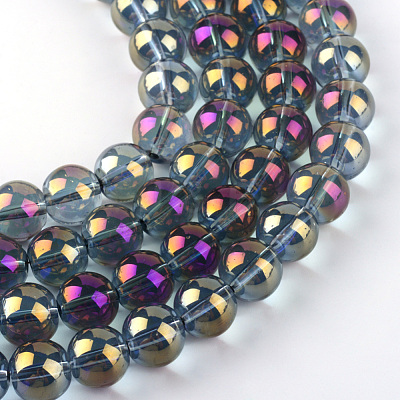 Electroplate Glass Beads Strands EGLA-Q062-8mm-A03-1