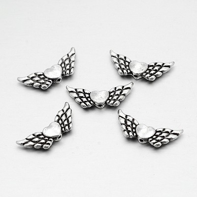 Tibetan Style Alloy Wing Beads TIBEB-M027-AS-1