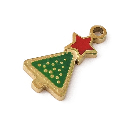 Christmas Theme Ion Plating(IP) 304 Stainless Steel Enamel Charms STAS-Z083-08G-01-1