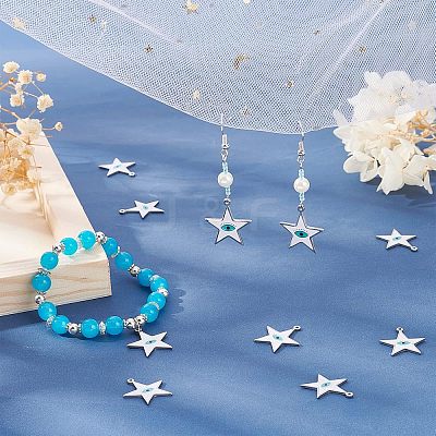 10Pcs 304 Stainless Steel Enamel Pendants STAS-NB0001-27-1