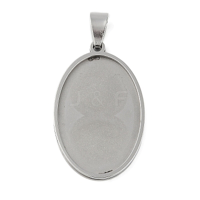 Non-Tarnish 201 Stainless Steel Pendant Cabochon Settings STAS-L279-012P-01-1