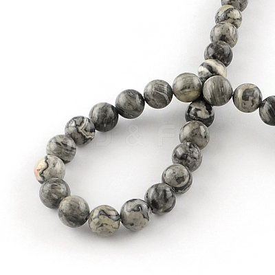 Natural Map Stone/Picasso Stone/Picasso Jasper Beads Strands G-S188-6mm-1
