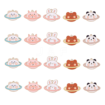25Pcs 5 Style Zinc Alloy Enamel Pendants ENAM-CJ0001-104-1