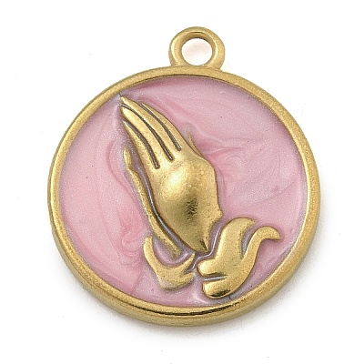 304 Stainless Steel Enamel Pendants STAS-M084-09G-04-1