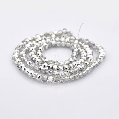 Half Plated Faceted Rondelle Electroplate Clear Glass Beads Strands GLAA-A024C-HP05-1