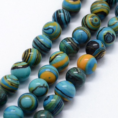 Synthetic Malachite Beads Strands G-I199-32-8mm-E-1
