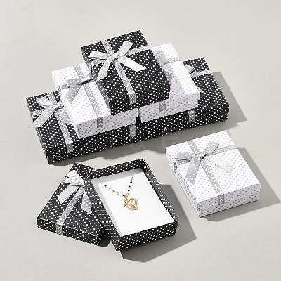 12Pcs 2 Colors Cardboard Paper Jewelry Set Boxes CBOX-FS0001-03-1