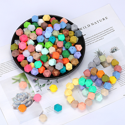 Hexagonal Silicone Focal Beads SI-JX0020A-06-1