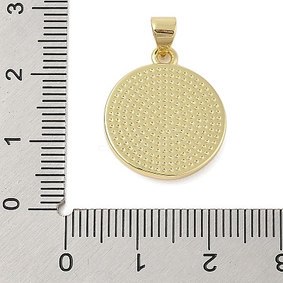 Flat Round Real 18K Gold Plated Rack Plating Brass Pendants KK-Z074-19G-01-1