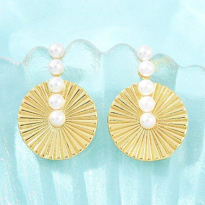 Brass with ABS Imitation Pearl Stud Earrings KK-CBAD104-02G-1