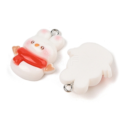 Christmas Theme Rabbit Opaque Resin Pendants RESI-S08-04A-1
