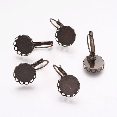 Vintage Brass Leverback Earrings Blank Base Cabochon Settings X-KK-M019-09AB-NR-1