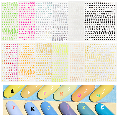 24 Sheets 12 Colors Letter Style Plastic Nail Art Stickers MRMJ-OC0003-21-1