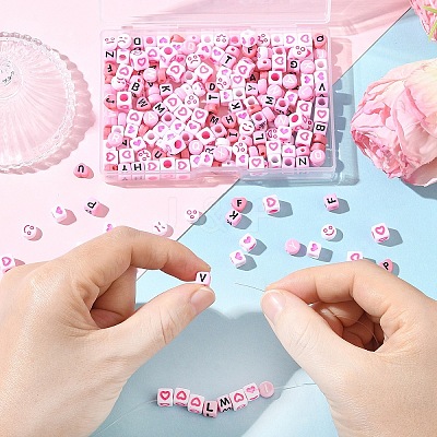 300Pcs 6 Styles Opaque Acrylic Enamel Beads MACR-YW0004-26-1
