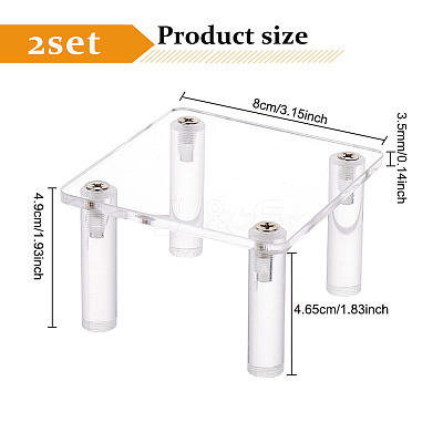 Square Transparent Acrylic Minifigure Display Stands ODIS-WH0002-48A-1