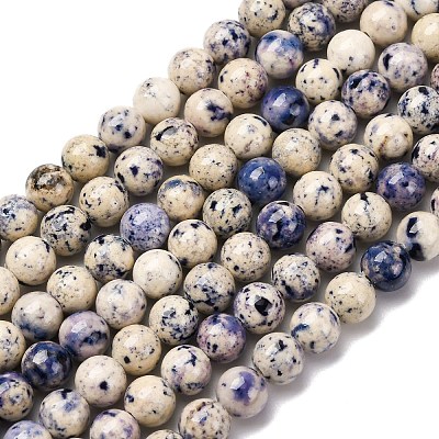 Natural Dyed Marble Beads Strands G-P593-6mm-02-1