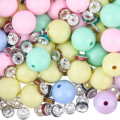 50Pcs Opaque Acrylic Beads MACR-SC0002-34-1