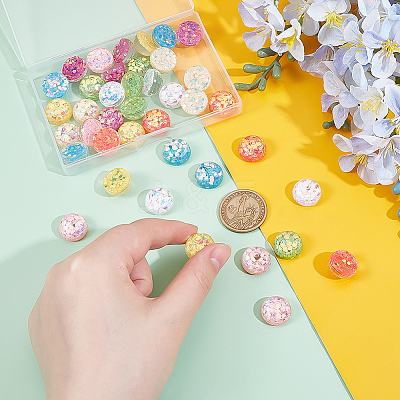 48Pcs 8 Colors Transparent Resin Cabochons RESI-PH0002-53-1