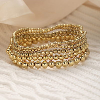 5Pcs CCB Round Beaded Stretch Bracelets WGF8C34-14-1
