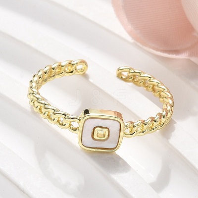 Brass Shell Cuff Rings for Women RJEW-C126-01G-1