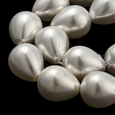 Teardrop Shell Pearl Bead Strands BSHE-L015-12x16-01-1
