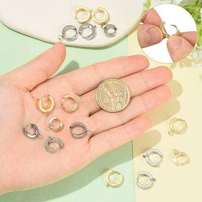 16Pcs 201 Stainless Steel Huggie Hoop Earrings Findings STAS-FS0002-26B-1