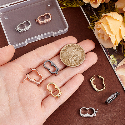 8Pcs 4 Colors Rack Plating Brass Micro Pave Cubic Zirconia Twister Clasps ZIRC-PH0001-45-1