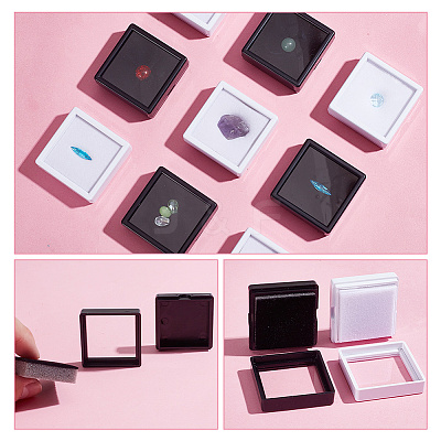 24Pcs 2 Colors Square Acrylic Loose Diamond Display Boxes CON-GA0001-16-1