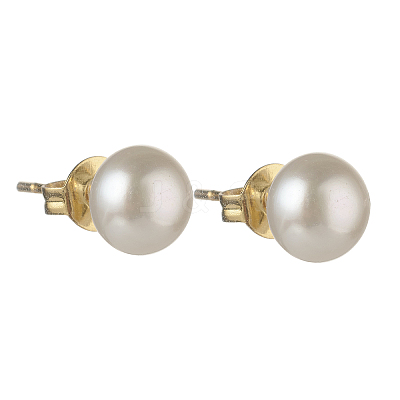 Natural Pearl Rondelle Stud Earrings EJEW-JE04585-03-1