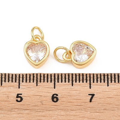 Valentine's Day Brass Micro Pave Clear Cubic Zirconia Charms KK-H292-52A-G-1