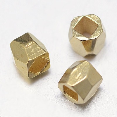 Faceted Barrel Brass Spacer Beads KK-E738-57-1
